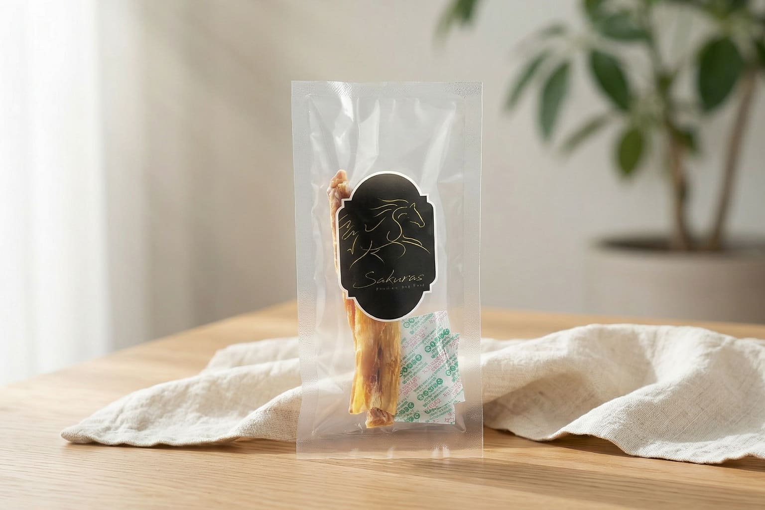 犬用無添加アキレスジャーキーのおやつとパッケージの商品イメージ